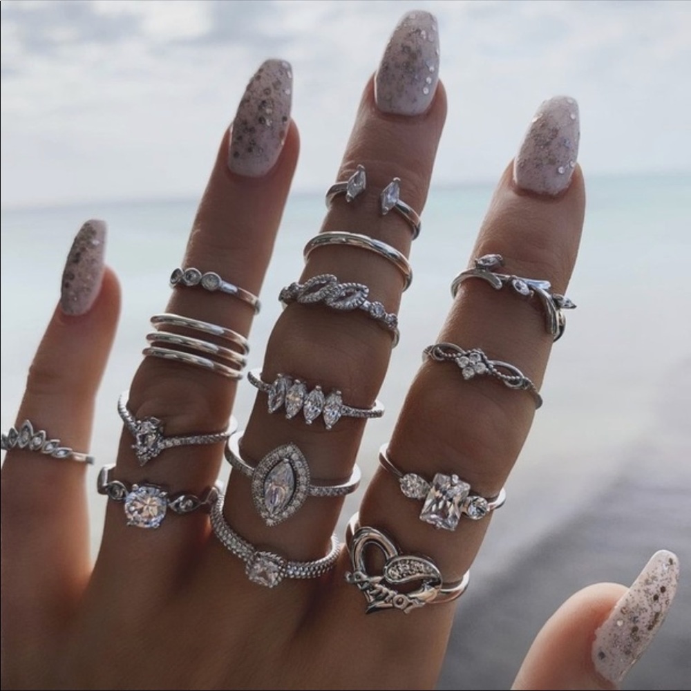 Bohemian vintage Ring set 15 pieces women jewelry